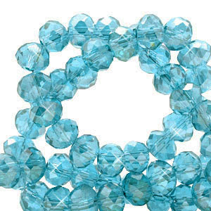 Facetten Top Glas Perlen 3x2mm Rondellen Lagoon blue-pearl shine coating
