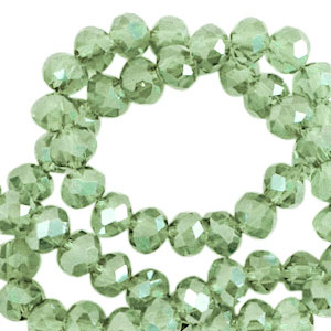 Facetten Top Glas Perlen 3x2mm Rondellen Citrus green-pearl shine coating