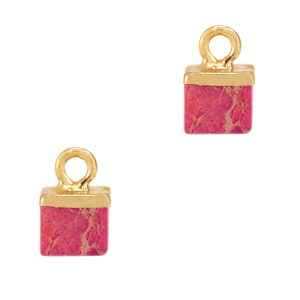 Anh&auml;nger Naturstein Cube Exotic red-gold