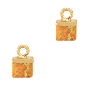 Anh&auml;nger Naturstein Cube Startling orange-gold