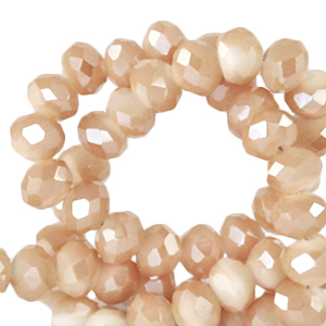 Facetten Top Glas Perlen 6x4mm Rondellen Peachy beige-half gold shine coating