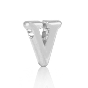 Perle Buchstabe Metall DQ V Antik silber (Nickelfrei)