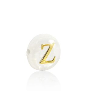 Perle Muschel S&uuml;&szlig;wasserperlmutt Buchstaben Z Gold-white (Naturliche Farbe Muschel)