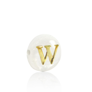 Perle Muschel S&uuml;&szlig;wasserperlmutt Buchstaben W Gold-white (Naturliche Farbe Muschel)