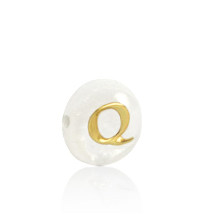 Perle Muschel S&uuml;&szlig;wasserperlmutt Buchstaben Q Gold-white (Naturliche Farbe Muschel)