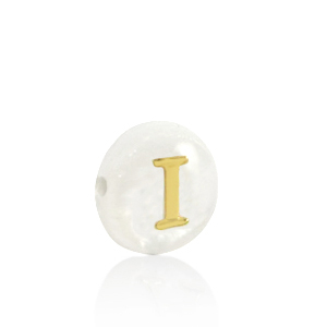 Perle Muschel S&uuml;&szlig;wasserperlmutt Buchstaben I Gold-white (Naturliche Farbe Muschel)