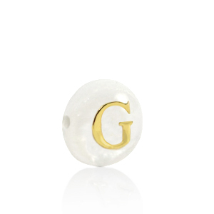 Perle Muschel S&uuml;&szlig;wasserperlmutt Buchstaben G Gold-white (Naturliche Farbe Muschel)