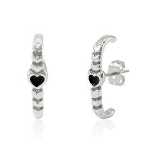 Zubeh&ouml;r Metall DQ Ohrringe Heart Antik silber-black (Nickelfrei)