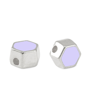 Perle Metall DQ Hexagon Antik silber-lavender purple (nikkelvrij)