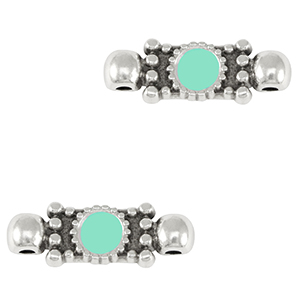 Anh&auml;nger Metall DQ Connector Antik silber-veraman blue (nikkelvrij)