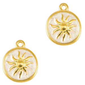 Anh&auml;nger Metall DQ Sun Gold-pearl white (nikkelvrij)