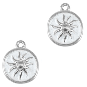 Anh&auml;nger Metall DQ Sun Antik silber-pearl white (nikkelvrij)