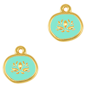 Anh&auml;nger Metall DQ Lotus Gold-veraman blue (nikkelvrij)