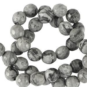 Perlen Naturstein Dolomit 8mm Facett geschliffen Adagio grey