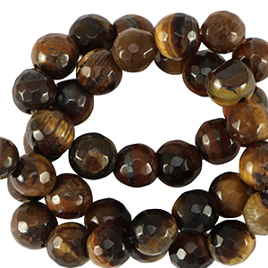 Perlen Naturstein Tigerauge 8mm Facett geschliffen Golden brown