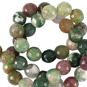 Perlen Naturstein Chalcedon (Jaspis) 8mm Facett geschliffen Multicolour green