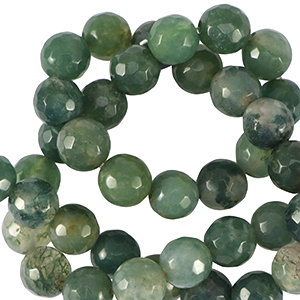 Perlen Naturstein Chalcedon (Jaspis) 6mm Facett geschliffen Moss green