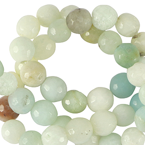 Perlen Naturstein Chalcedon (Quarz) 6mm Facett geschliffen Multicolour turquoise blue