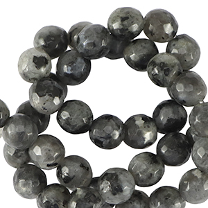 Perlen Naturstein Labradorit 4mm Facett geschliffen Anthracite black