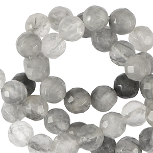 Perlen Naturstein 4mm Facett geschliffen Iced grey