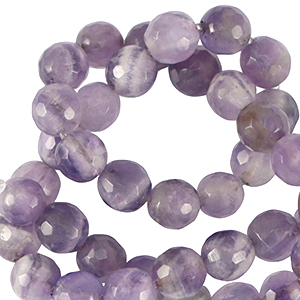 Perlen Naturstein Quarz 4mm Facett geschliffen Gentle violet purple
