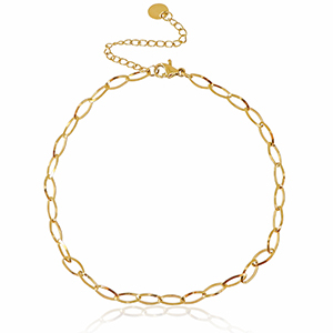 Stainless Steel - Rostfrei Stahl Fussketten Kettenglieder oval Gold