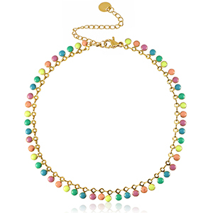 Stainless Steel - Rostfrei Stahl Fussketten Kettenglieder Enamel Gold-Multicolour&nbsp;