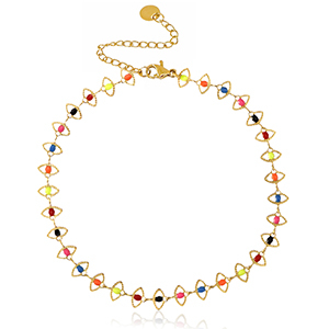 Stainless Steel - Rostfrei Stahl Fussketten Kettenglieder Enamel Gold-Multicolour&nbsp;