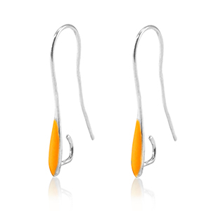 Zubeh&ouml;r Metall DQ Ohrringe Antik silber-neon orange (Nickelfrei)