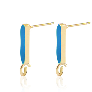 Zubeh&ouml;r Metall DQ Ohrstecker Bar Gold-petrol blue (Nickelfrei)