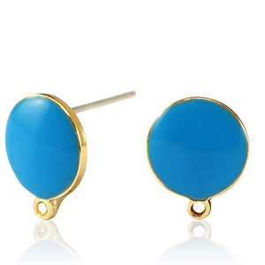 Zubeh&ouml;r Metall DQ Ohrstecker Gold-petrol blue (Nickelfrei)