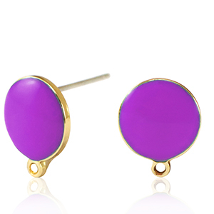 Zubeh&ouml;r Metall DQ Ohrstecker Gold-purple (Nickelfrei)