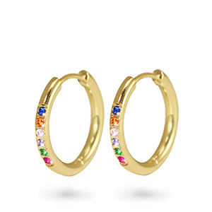 Stainless Steel - Rostfrei Stahl Ohrringe Creolen Zirkonia 11mm Gold