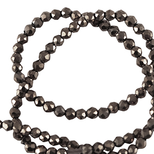 Facetten Top Glas Perlen rund 2mm Black-pearl shine coating