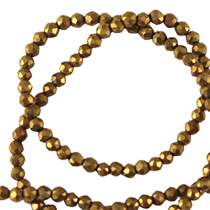 Facetten Top Glas Perlen rund 2mm Antique gold metallic-pearl shine coating