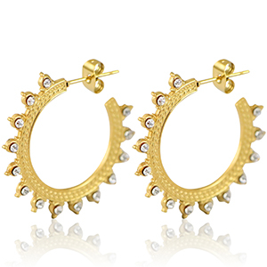 Stainless Steel - Rostfrei Stahl Ohrringe Creolen 30mm Gold-crystal