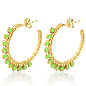Stainless Steel - Rostfrei Stahl Ohrringe Creolen 30mm Gold-neon green