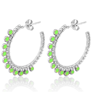 Stainless Steel - Rostfrei Stahl Ohrringe Creolen 30mm Silver-neon green