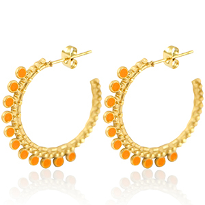 Stainless Steel - Rostfrei Stahl Ohrringe Creolen 30mm Gold-orange