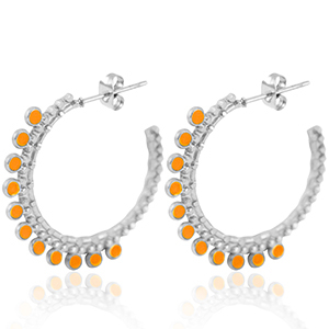 Stainless Steel - Rostfrei Stahl Ohrringe Creolen 30mm Silver-orange