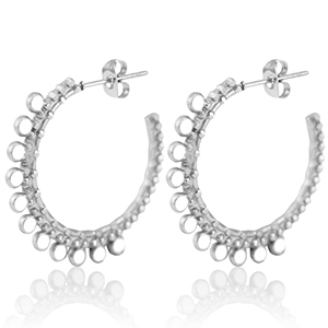 Stainless Steel - Rostfrei Stahl Ohrringe Creolen 30mm Silver-white