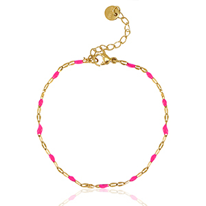 Stainless Steel - Rostfrei Stahl Armb&auml;nder Neon fuchsia pink-gold