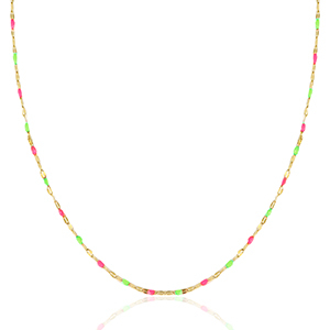 Stainless Steel - Rostfrei Stahl Kette Neon pink-green-gold