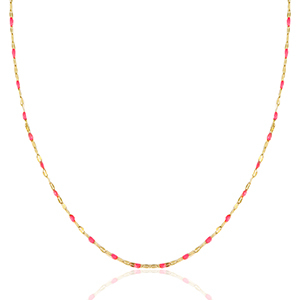 Stainless Steel - Rostfrei Stahl Kette Neon fuchsia pink-gold