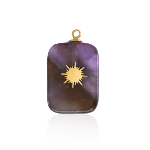 Anh&auml;nger aus Stainless Steel - Rostfreiem Stahl Rechteck Sonne Gold-purple