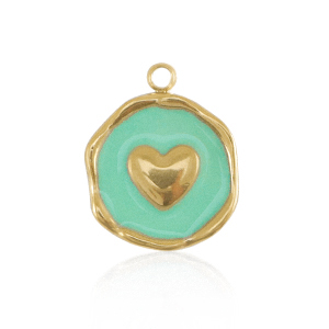 Anh&auml;nger aus Stainless Steel - Rostfreiem Stahl Herz Gold-turquoise blue