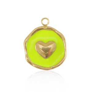 Anh&auml;nger aus Stainless Steel - Rostfreiem Stahl Herz Gold-neon yellow