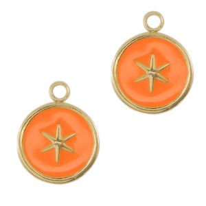 Anh&auml;nger aus Stainless Steel - Rostfreiem Stahl Stern Gold-neon orange