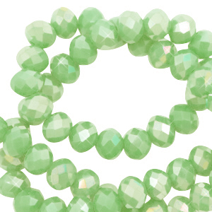 Facetten Top Glas Perlen 4x3mm Rondellen Pastel green-AB coating