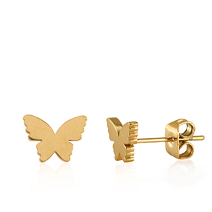 Stainless Steel - Rostfrei Stahl Ohrringe Butterfly Gold